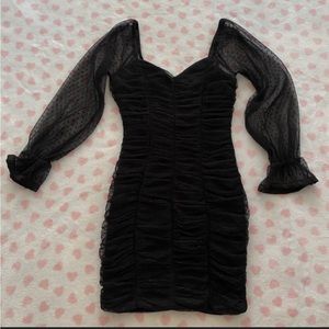 Ruched Body Con Lace Dress